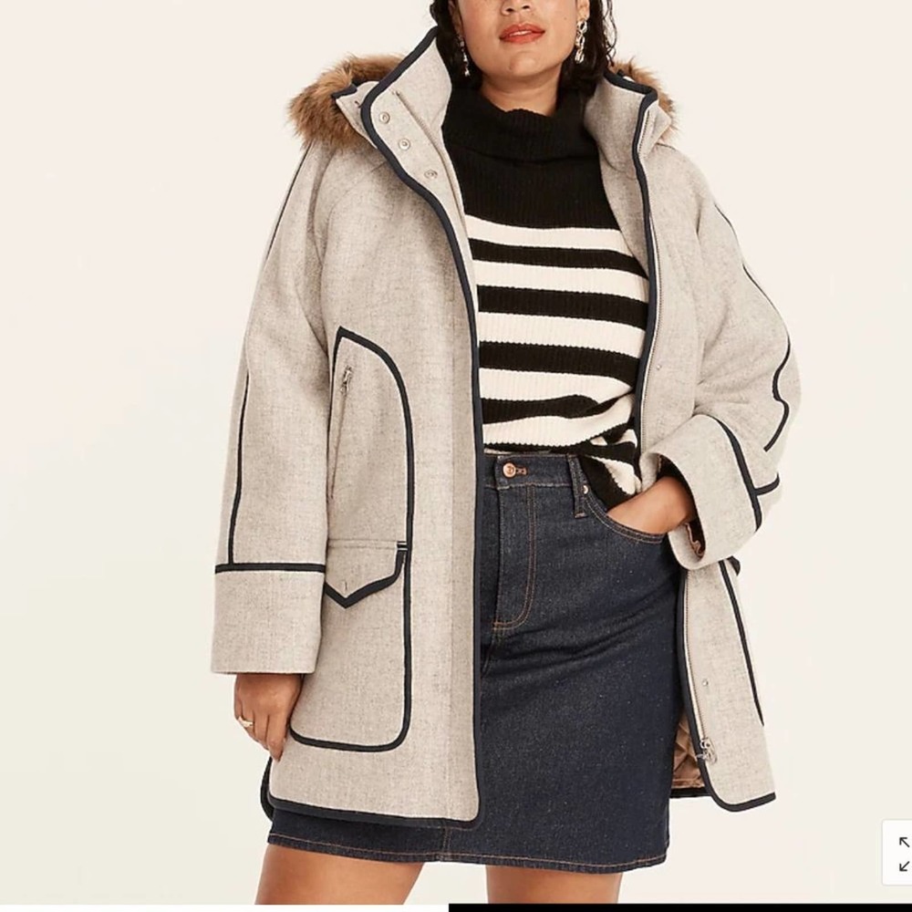 NWT * J. CREW Wool  Summit Parka in Italian Stadium-Cloth $398. - Size 10